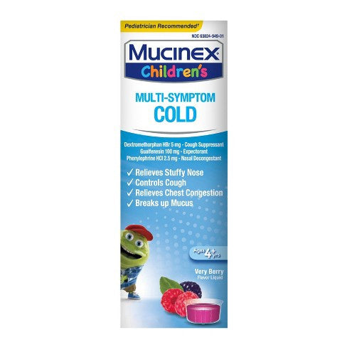 Mucinex Children's Multi-Symptom Cold Liquid Very Berry Flavor - 4 oz