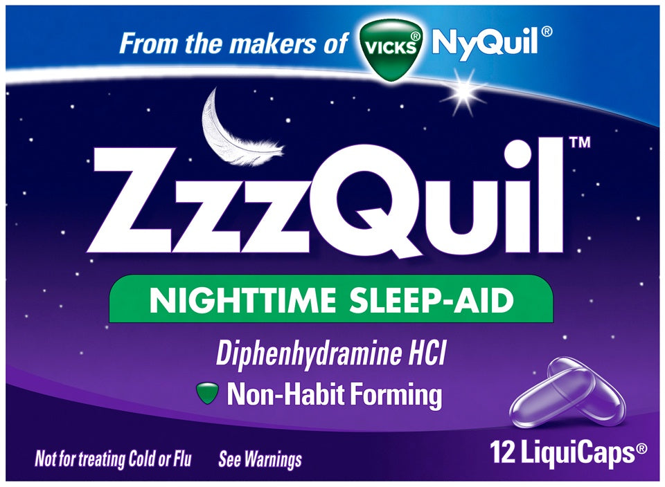 VICKS NyQuil ZzzQuil Brand Nighttime Sleep-Aid 12 caps 助眠液体胶囊 12粒