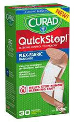 CURAD QUICKSTOP! BLOOD CONTROLLING ADHESIVE BANDAGES ASSORTED 30 CT
