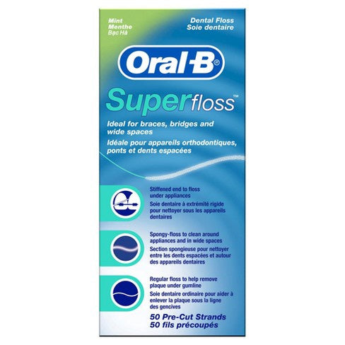 Oral-b Mint Super Floss Pre-cut Strands - 50ct