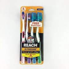 REACH ULTRA CLEAN SOFT TOOTHBRUSH 4PC W/ CAPS