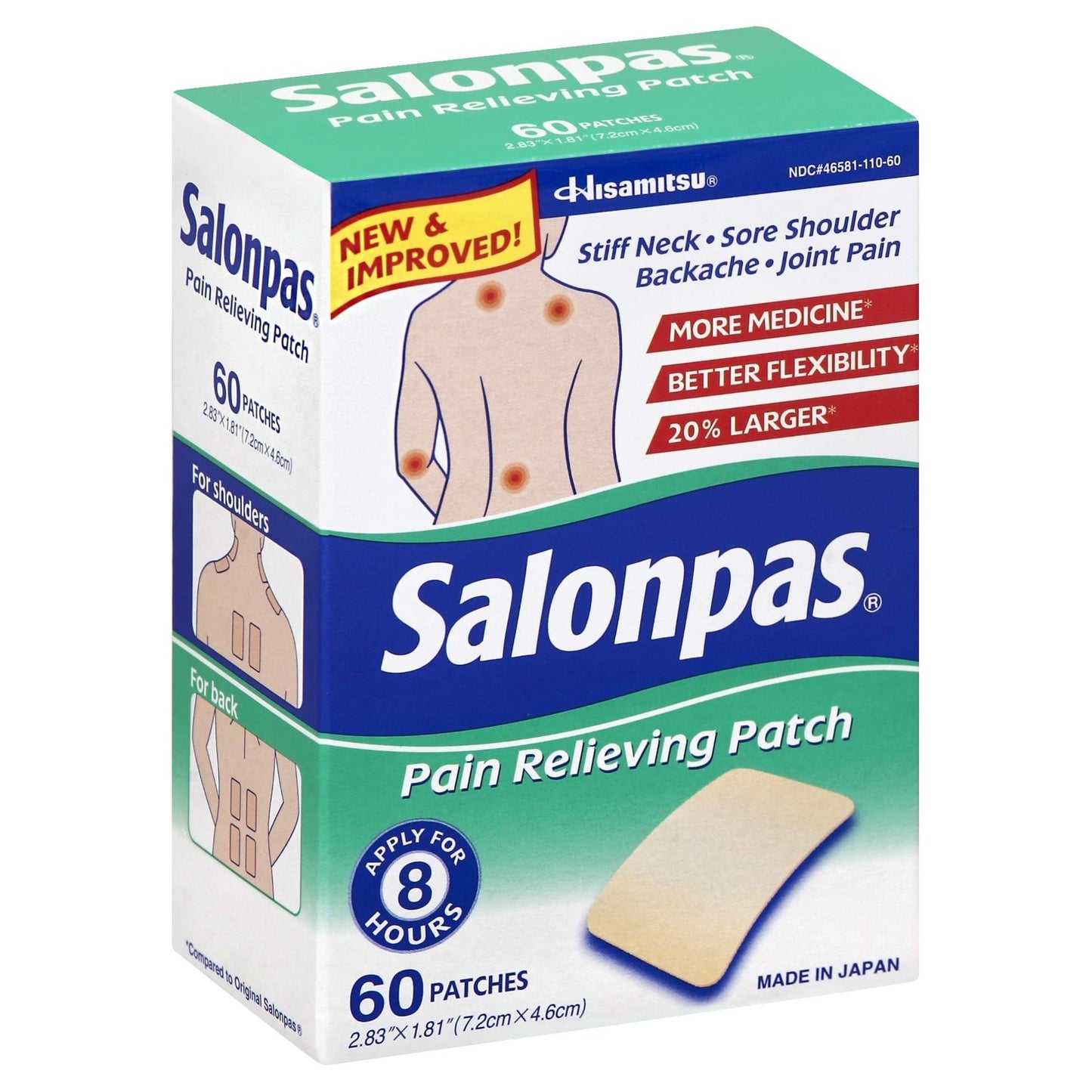 SALONPAS 8 HOUR PAIN RELIEF PATCH 60 CT