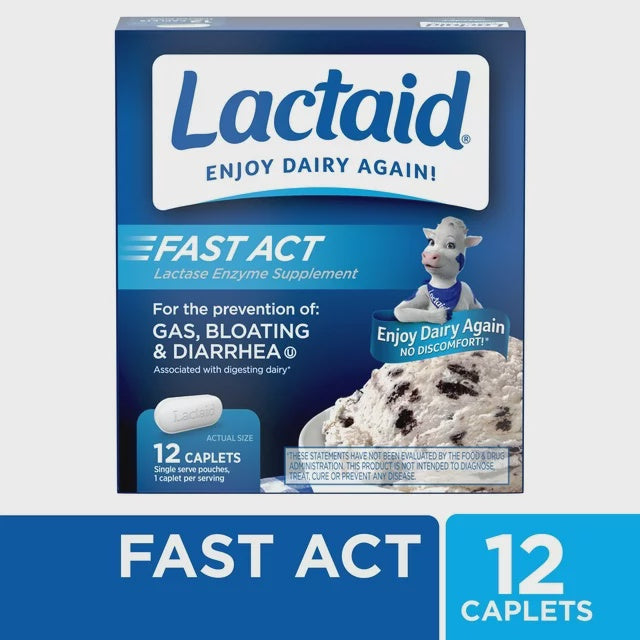 Lactaid Fast Act Lactase Supplement Caplets 12 Ct