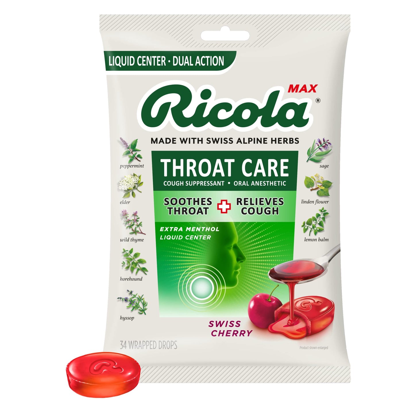 Ricola Max Cough Drops - Honey Lemon - 34ct