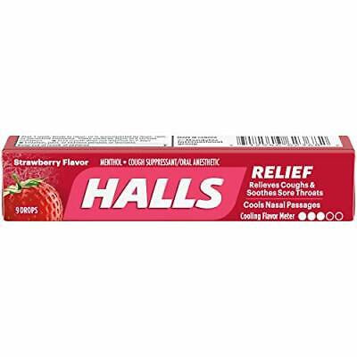 HALLS Relief Strawberry Flavor Cough Drops 9 DROPS