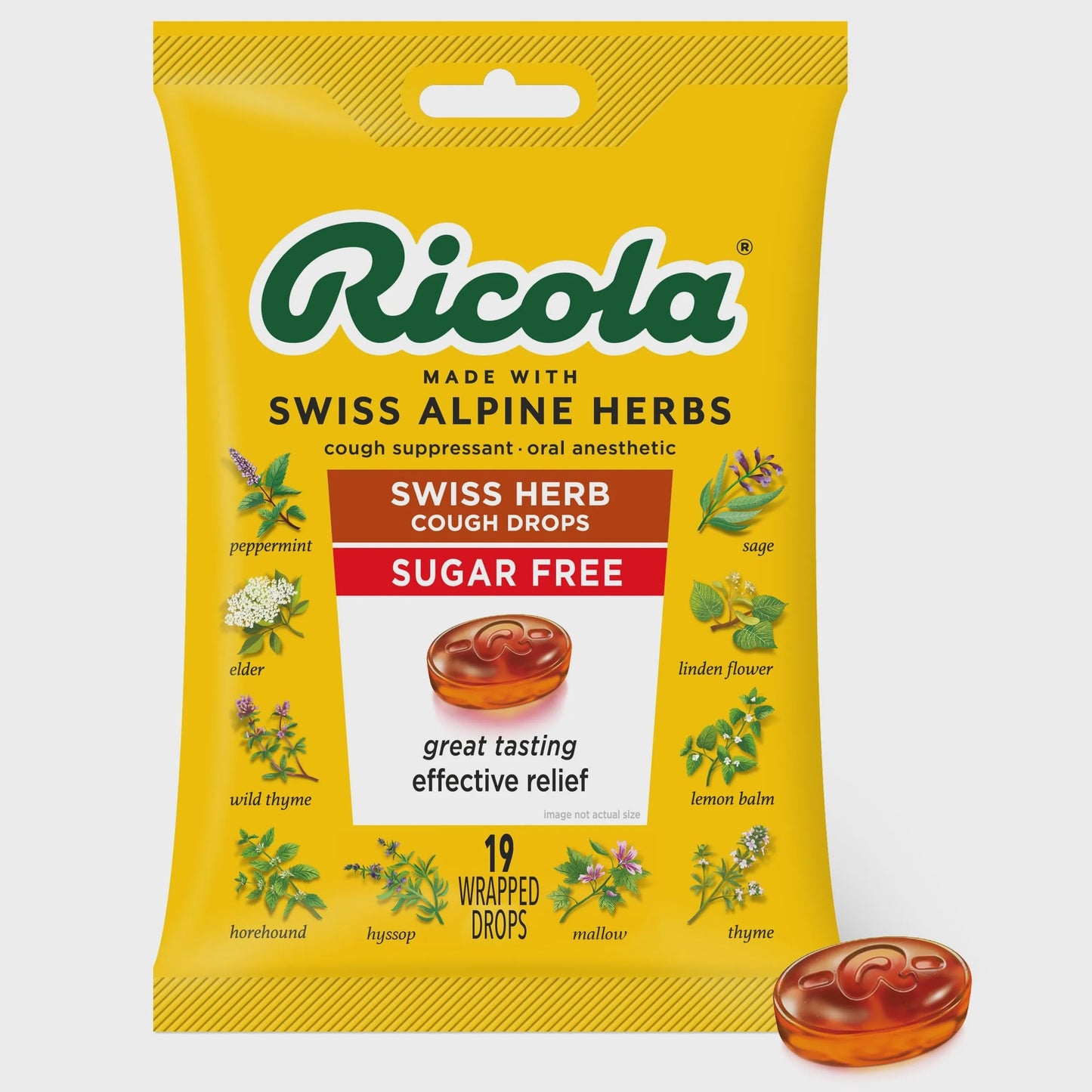 Ricola Sugar Free Original Swiss Herb Cough Drops, 19 Count
