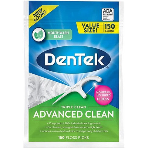 DENTEK FLOSS PICKS TRIPLE CLEAN MOUTHWASH BLAST 150 CT