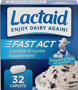 Lactaid Fast Act Lactose Intolerance Relief Caplets with Lactase Enzyme, 32CT