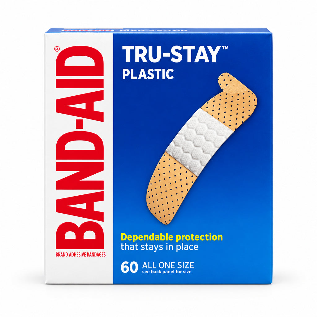 BAND-AID 邦迪塑料创可贴 60片 | Tru-Stay稳固粘附 | Plastic Adhesive Bandages 60 Count