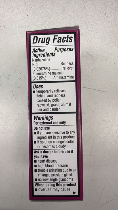 Bausch+Lomb Opcon-A 眼部过敏滴眼液 15mL | 抗组胺+消红血丝 | Antihistamine Eye Allergy Relief 0.5oz