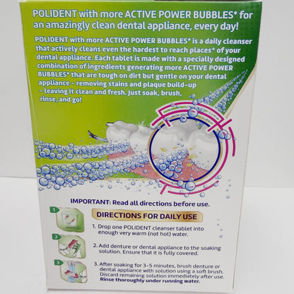 Polident Comprimidos limpiadores para aparatos bucales 90 unidades | Limpieza profunda de retenedores y dentaduras postizas para eliminar bacterias | Polident Dental Appliance Cleanser Tablets 90ct