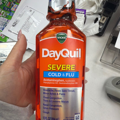 Original Research | VICKS DayQuil SEVERE Cold & Flu Multi-Symptom Relief Liquid 12oz | Non-Drowsy, Fever, Cough, Mucus, Nasal Congestion Relief