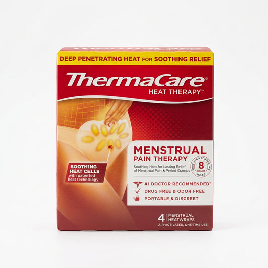 ThermaCare 经期疼痛热敷贴 4片 | 不含药物·8小时热敷 | Menstrual HeatWraps 4 Count