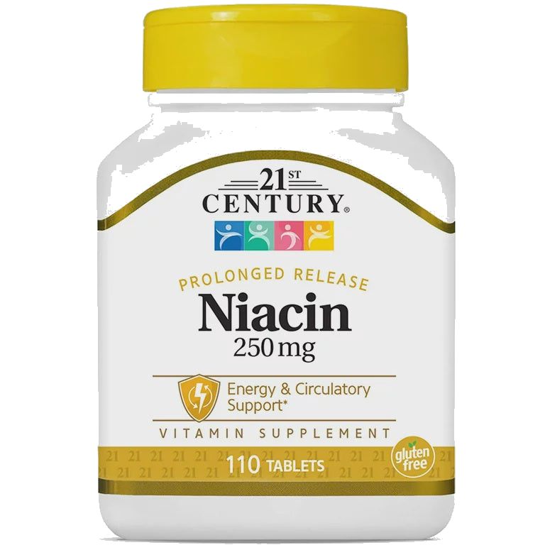 21st Century Niacin Prolonged Release Energy & Circulatory Support 250 mg Tablets, 110 Ea