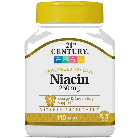 21st Century Niacin Prolonged Release Energy & Circulatory Support 250 mg Tablets, 110 Ea