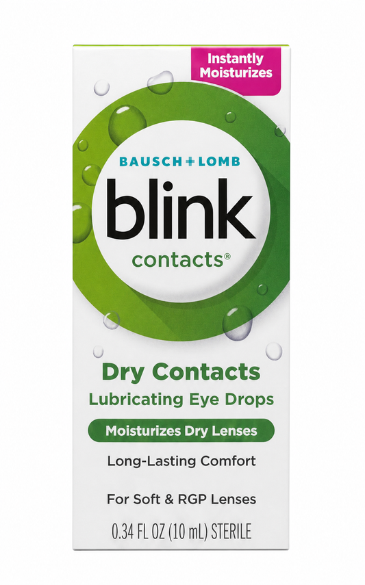 Bausch+Lomb blink contacts 隐形眼镜润眼液，纯白背景商品图