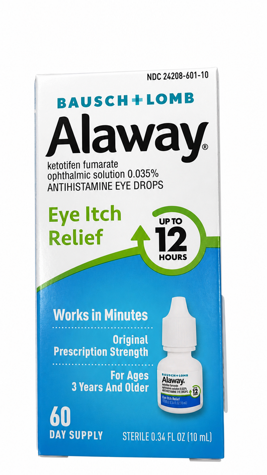 Bausch+Lomb Alaway 抗组胺止痒滴眼液 10mL | 酮替芬0.035% 持续12小时