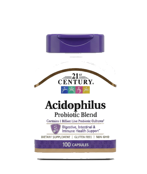 21st Century 嗜酸益生菌混合胶囊 100粒 | 10亿活性益生菌 无麸质非转基因 | Acidophilus Probiotic Blend
