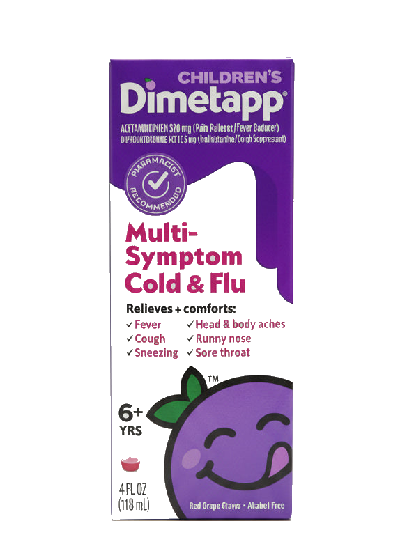 Children's Dimetapp 儿童感冒流感多症状缓解口服液 4oz | 6岁+ 红葡萄味 | Cold & Flu Multi-Symptom Liquid
