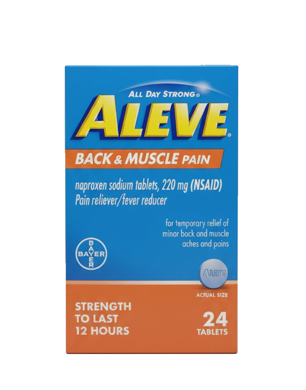 Original|Aleve Analgésico para dolor de espalda y muscular 220 mg 24 unidades | Naproxeno sódico antiinflamatorio OTC | Aleve Back & Muscle Pain 220mg 24ct