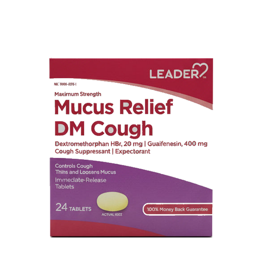 Leader 粘液缓解DM止咳片 最强效 24片 | 祛痰止咳双效 | Mucus Relief DM Cough Maximum Strength