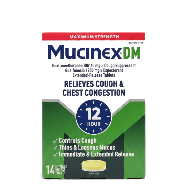 Mucinex DM máxima potencia para la tos, 12 horas - tabletas - 14 unidades