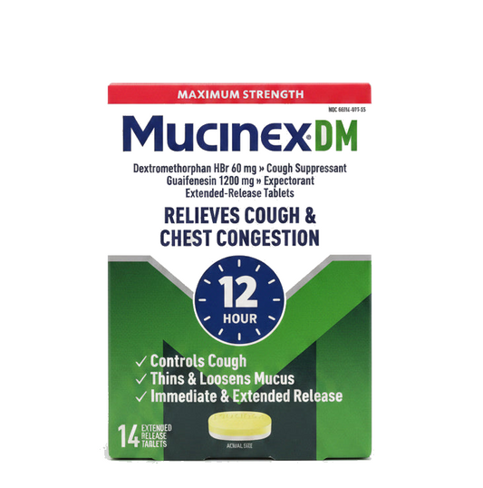 Mucinex DM máxima potencia para la tos, 12 horas - tabletas - 14 unidades