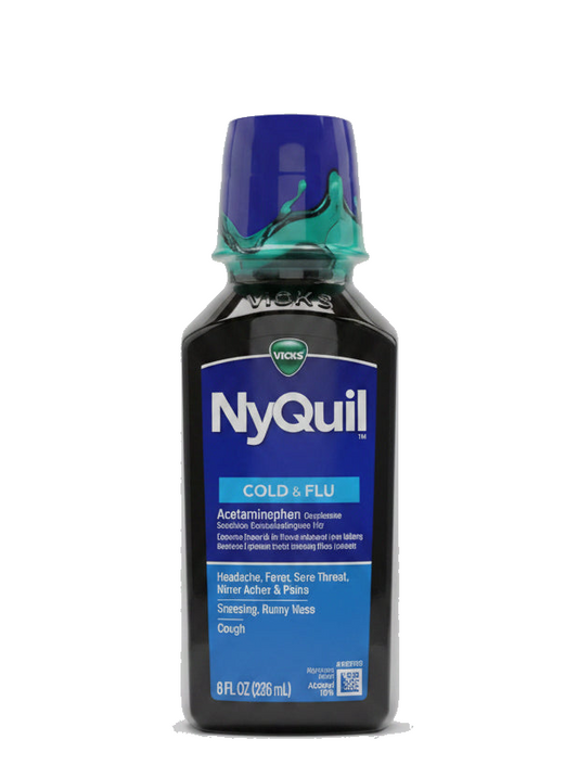 原研|维克VICKS NyQuil 感冒流感夜间缓解口服液 8oz | 止咳退烧助眠 | Cold & Flu Nighttime Liquid