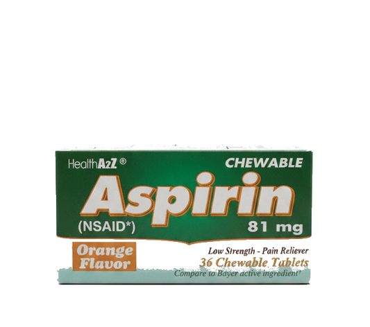 HealthA2Z 阿司匹林咀嚼片 81mg 橙味 36片 | 低剂量止痛 NSAID | Aspirin Chewable Orange