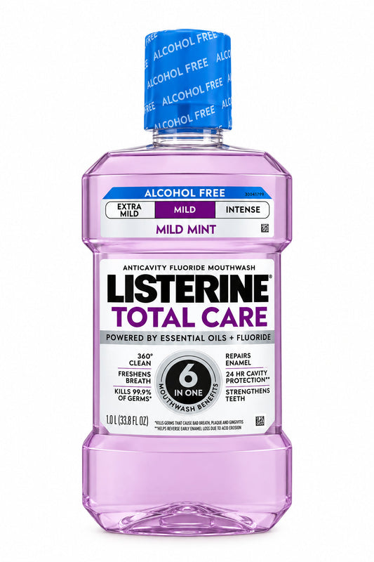 Listerine 李施德林全效含氟漱口水 1升 | 无酒精·温和薄荷·防蛀 | Total Care Alcohol-Free Mouthwash 1 L