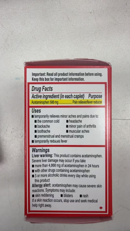 原研|泰诺TYLENOL 特强对乙酰氨基酚止痛退烧片 24粒 | 止痛退烧 500mg | Extra Strength Acetaminophen 24ct