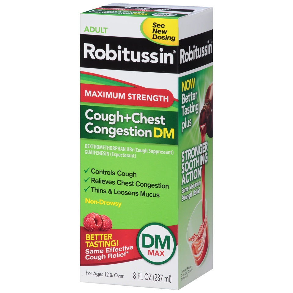 ROBITUSSIN COUGH & CHEST CONGESTION DM MAX STRENGTH LIQUID BERRY 8 OZ