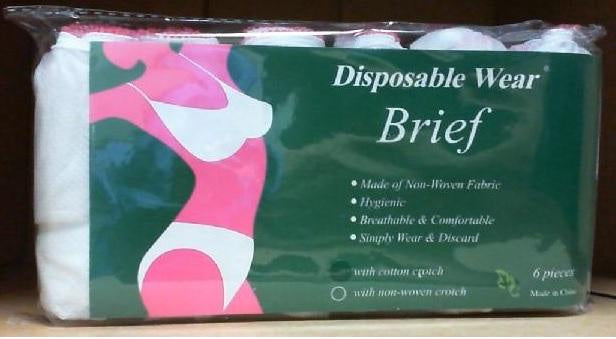 Disposable Wear, Women Brief (6 PCS) Size: XL