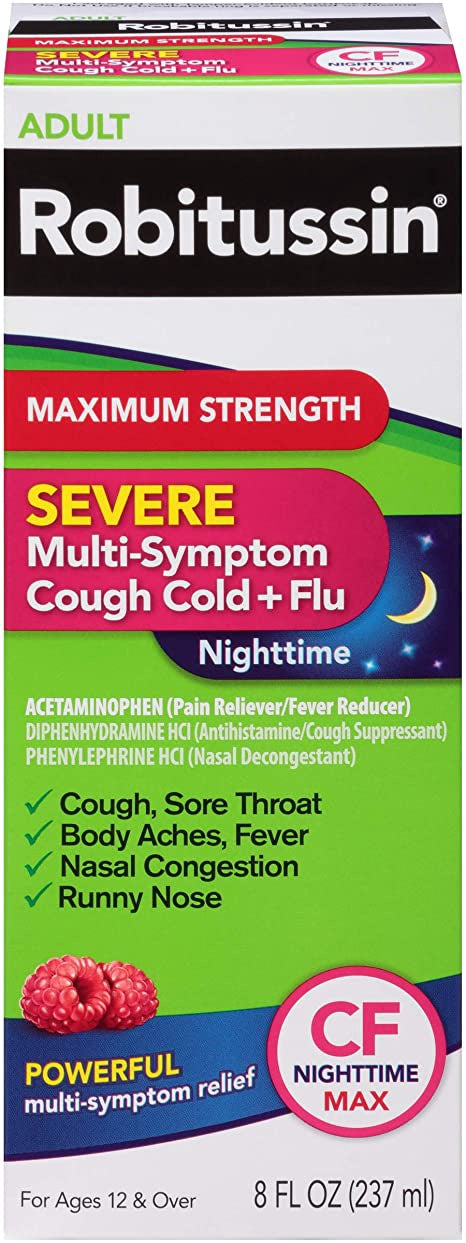 Robitussin, Maximum Strength, Severe Multi-Symptom Cough Cold+Flu (Nighttime) 8 Fl oz