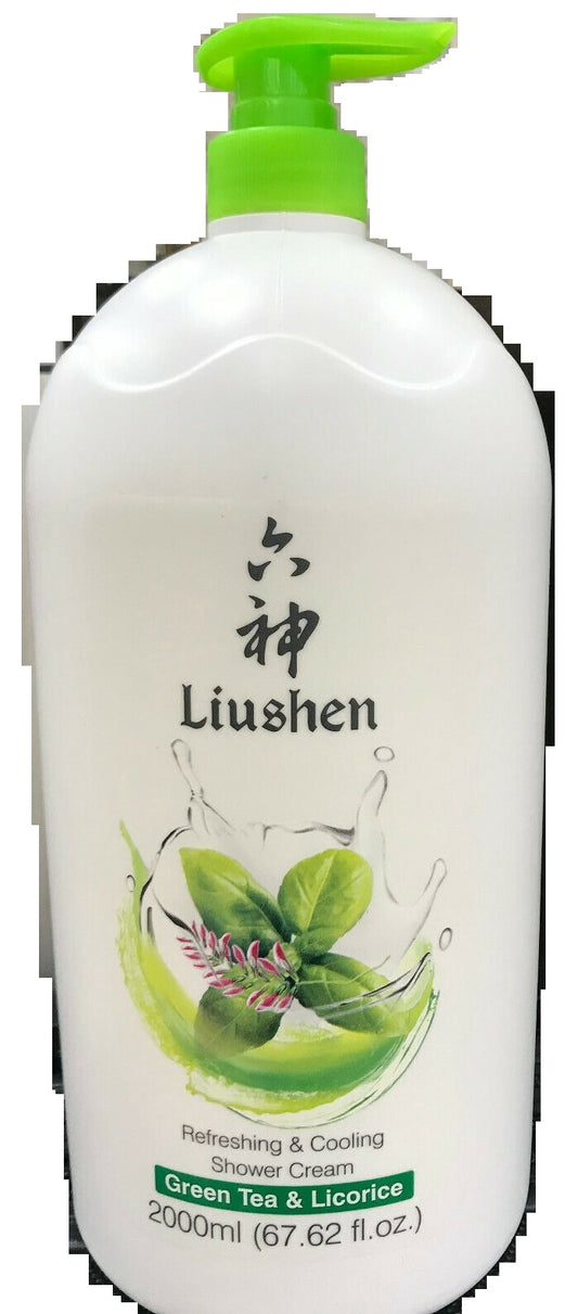 LiuShen Brand GREEN TEA & LICORICE, Refreshing & Cooling Shower Cream (2000 mL/ 67.62 Fl oz)