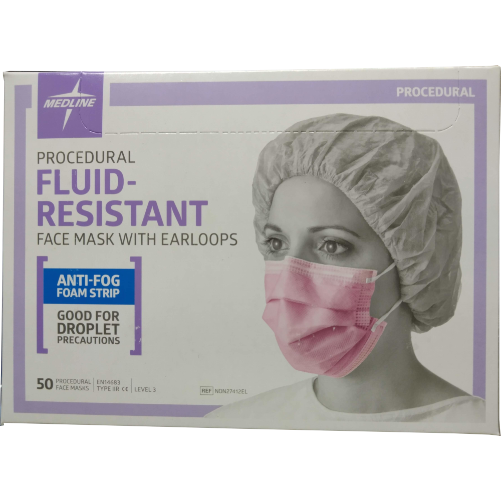 MEDLINE LEVEL 3 MASK PINK 50/box (27412EL)