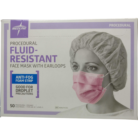 MEDLINE LEVEL 3 MASK PINK 50/box (27412EL)