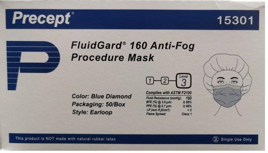 Precept 15301 FluidGard 160 Anti-Fog Procedure Mask (50/Box)