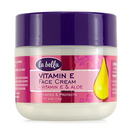 La Bella Brand Vitamin E Face Cream with Aloe Vera, Hydrates & Protects 4 oz (113g) 維生素E蘆薈精華保濕面霜