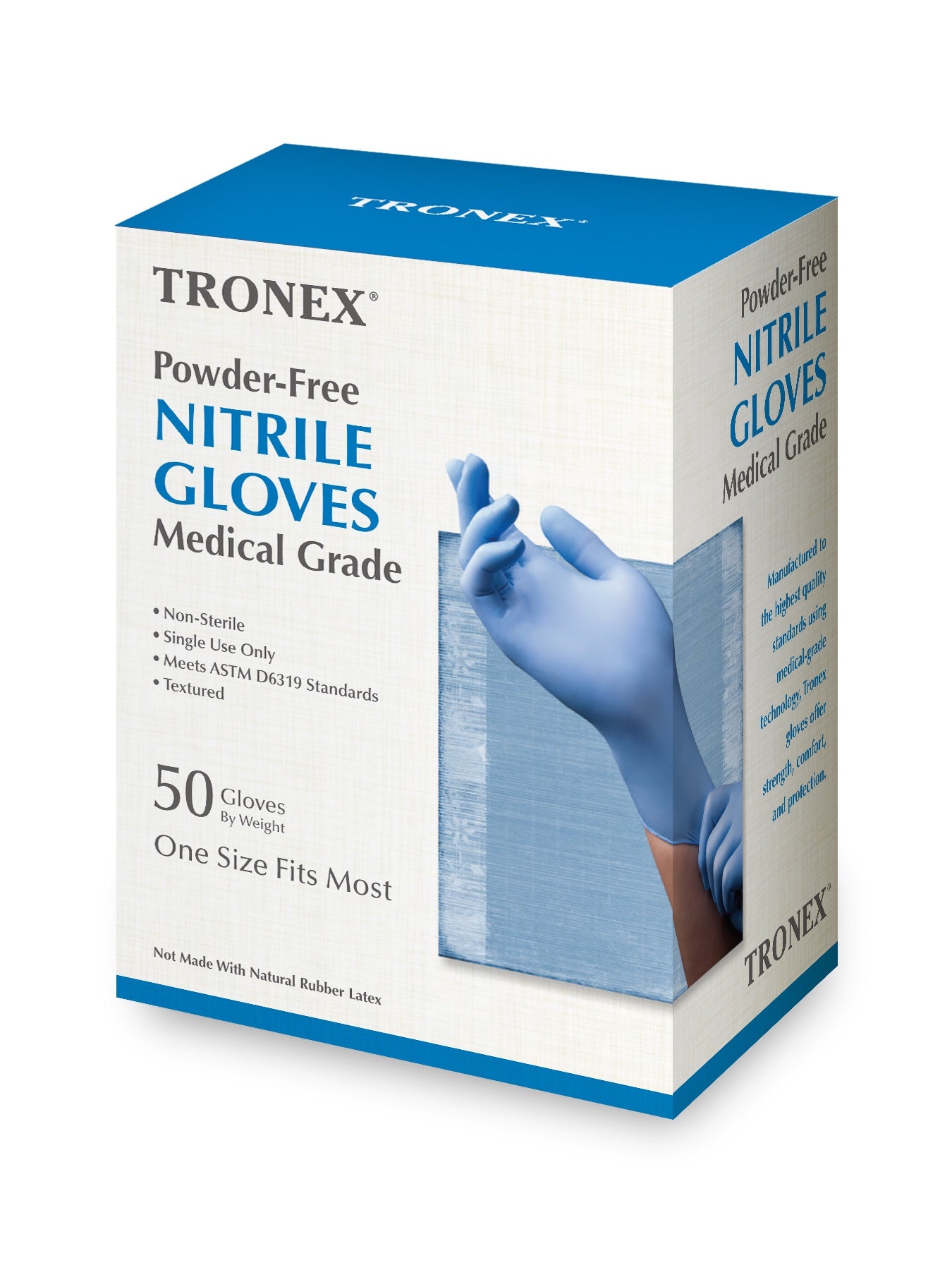 TRONEX GLOVES NITRILE POWDER FREE ONE SIZE 50 CT