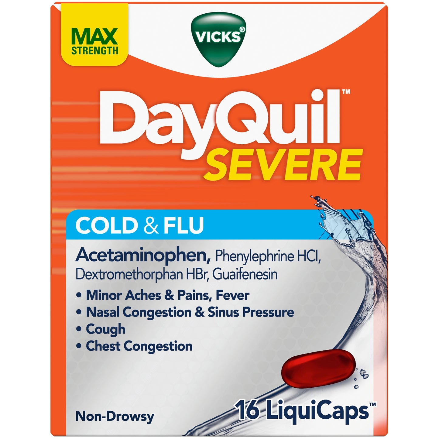 Vicks DayQuil Severe Cold & Flu Non-Drowsy LiquiCaps, 16 Ea
