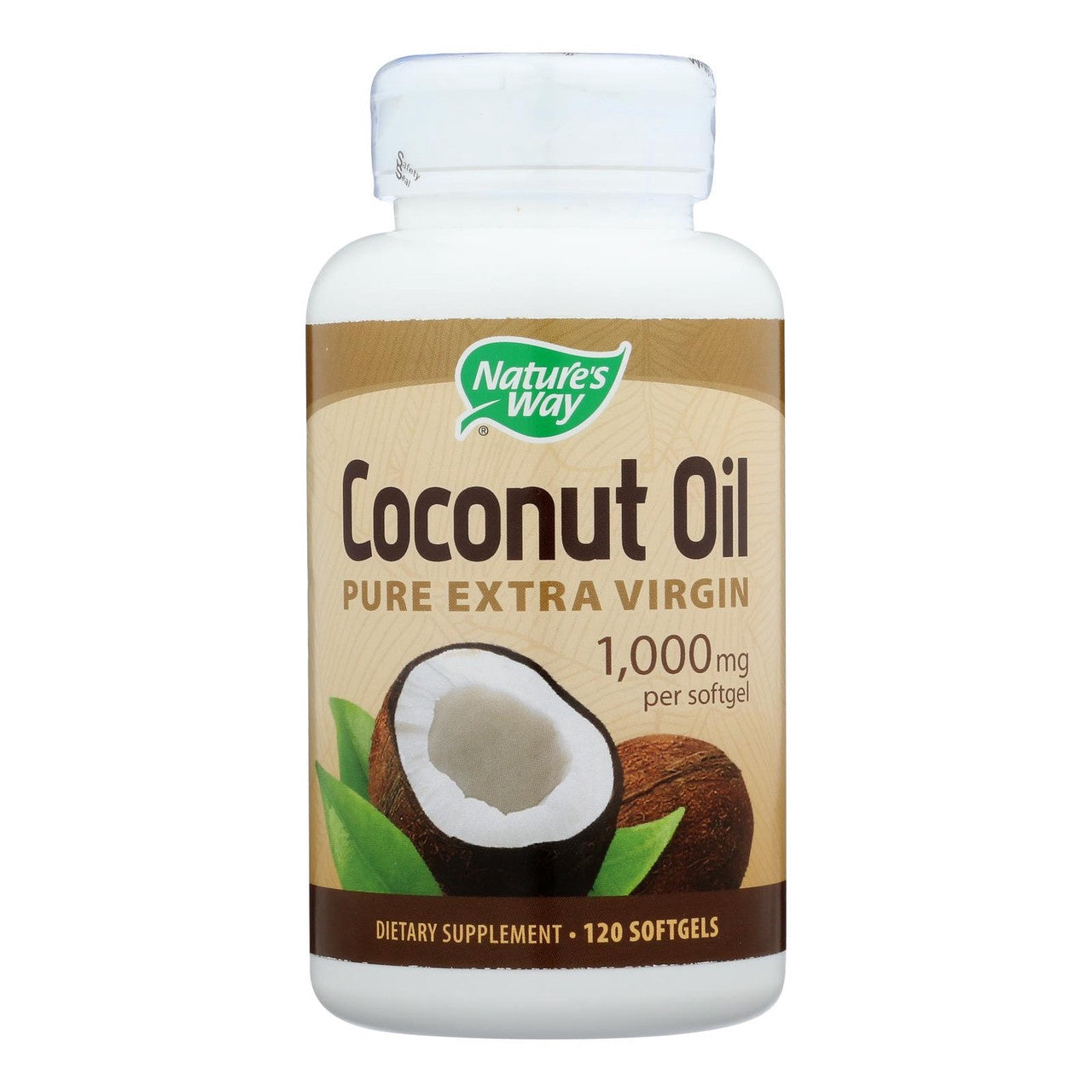 Nature's Way Coconut Oil, Pure Extra Virgin, 1000 mg - 120 softgel jar
