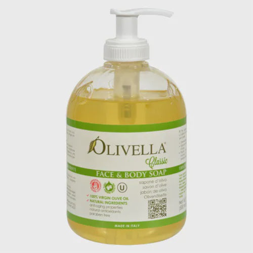 Olivella Olive Virgin Oil Face and Body Liquid Soap for Sensitives Skin - 16.9 oz