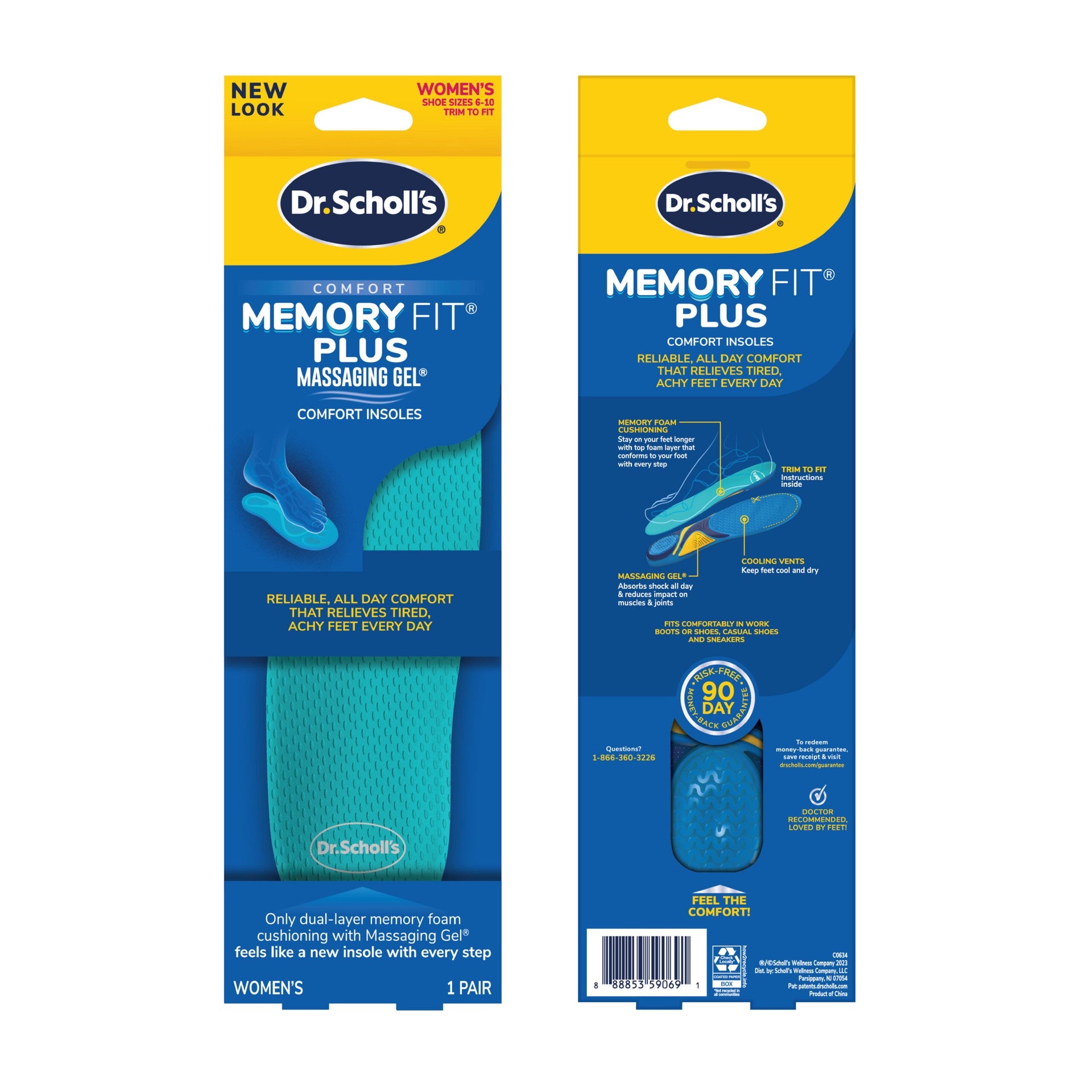 2 Packs Dr Scholl's Comfort Memory Fit Massaging Gel Advanced Men's 8-14