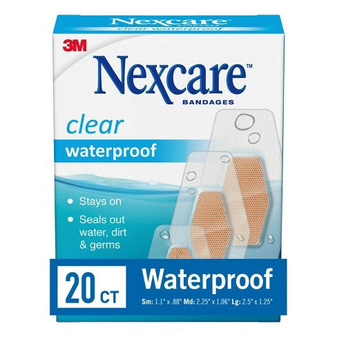 Nexcare Waterproof Clear Bandages Assorted 20 Each