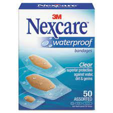 NEXCARE WATERPROOF BANDAGES CLEAR ASSORTED 50 CT