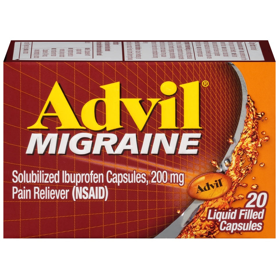 ADVIL MIGRAINE PAIN RELIEVER LIQUID-FILLED CAPSULES 20 CT
