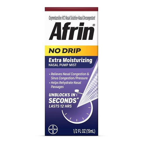 Afrin No Drip 12 Hour Nasal Decongestant Pump Mist - 15 mL