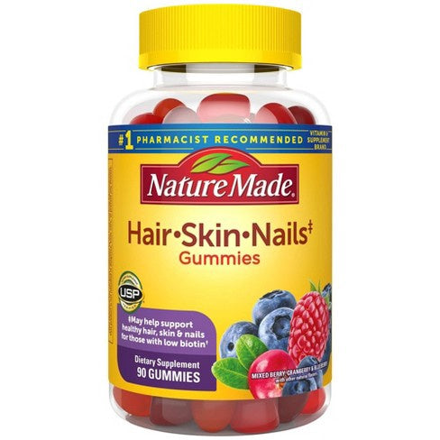 Nature Made Hair, Skin & Nails 2500 Mcg Gummies - Mixed Berry - 90ct