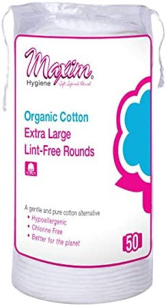 Orgaic COTTON Extra Large Lint-Free ROUNDS 50 counts